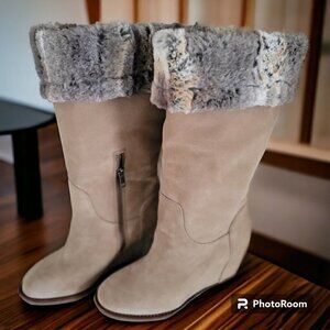 Johnston & Murphy Brynn Wedge Faux Fur Ankle Boots 78-51402- 7M